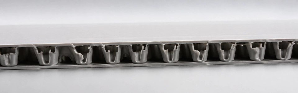 Illustration zu Aircell Platten 3D Wabenstruktur Technologie für nachhaltigen Leichtbau