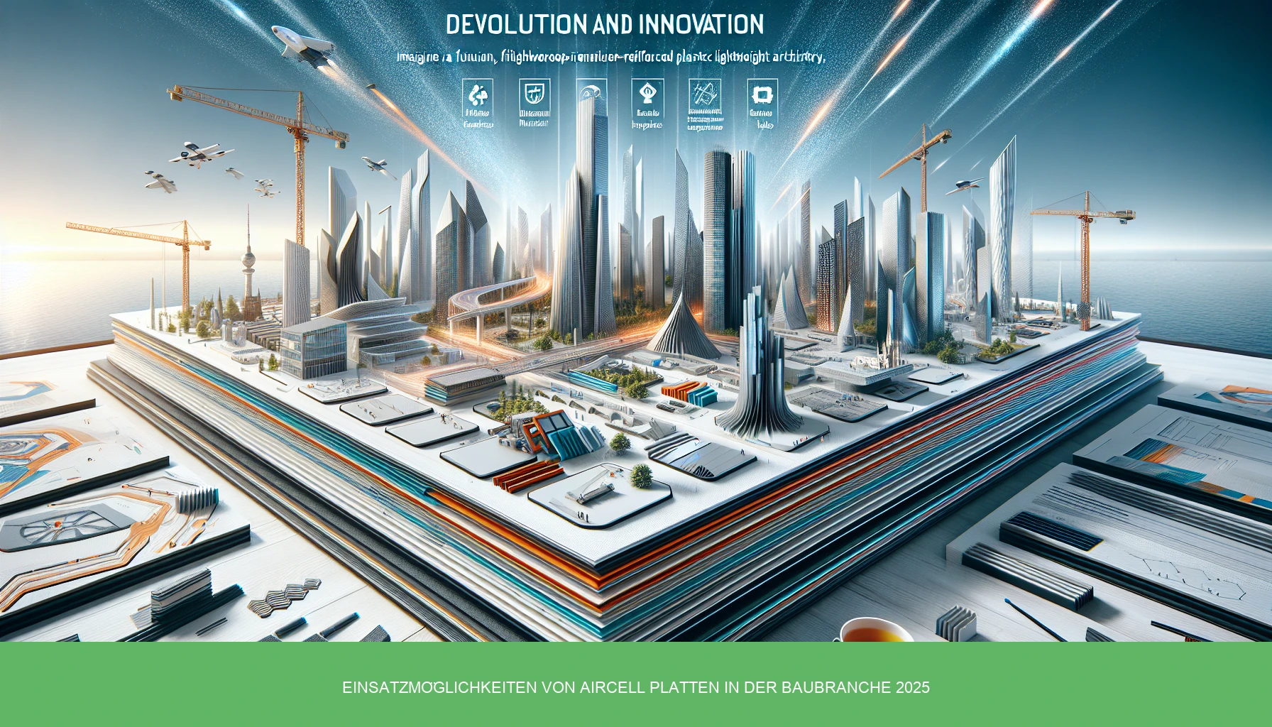 Illustration of possible applications for Aircell panels in the construction industry in 2025